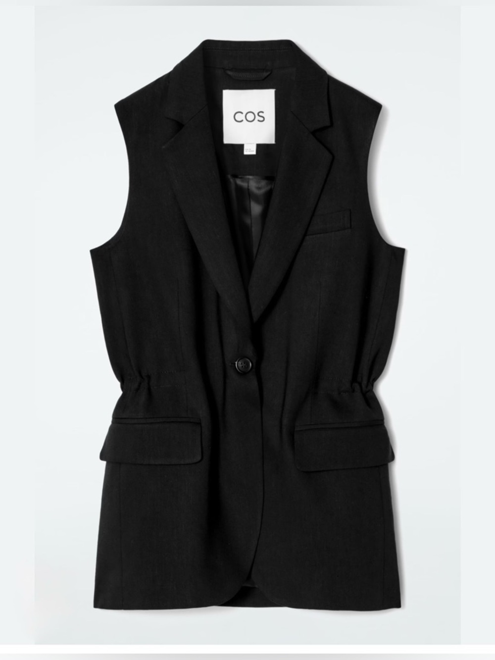 COS SLIM LINEN VEST, Size: 6, Color: Black, Never Worn